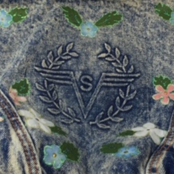 Floral Applique Glitter Denim Jean Crossbody Shoulder Bag Handmade - Picture 5 of 9